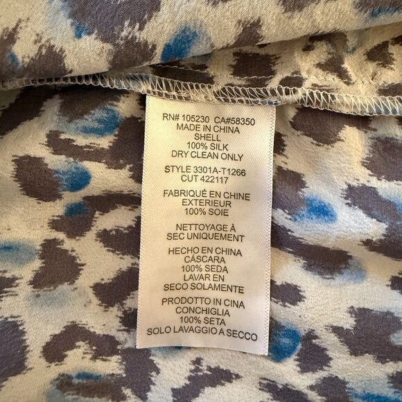 Joie 100% Silk Leopard Print Cap-Sleeve Button-Up Blouse Sz M - Picture 7 of 8